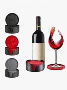 6/1pc Thick Solid Color Minimalist Silicone Round Coasters With Storage Rack, Non-Slip Heat-Resistant, Suitable For Kitchen, Dining Table, Cafe, Picnic, Holiday Party, Birthday Party, Gathering - Multicolor - View 2