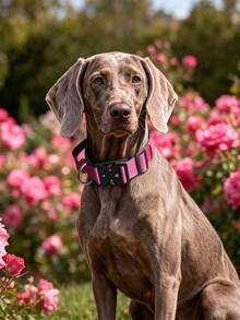 Fashion Tactical Dog Collar With Control Strap And Reinforced Details, Durable Nylon Pet Collar, Comfortable Padding, Adjustable Buckle & Metal Hardware, Suitable For Medium To Large Dogs, Ideal For Daily Wear And Outdoor Adventures - Hot Pink - View 2