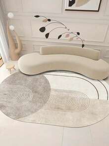 1pc Elegant Easy Line Oval Rug - Ultra-Soft Decor Carpet For Living Room, Bedroom And Bedside - Non-Slip, Thickened, Machine Washable, Floor Mat To - Multicolor - View 1