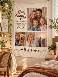 Custom Photo Wall Tapestry Personalized Family Picture Hanging, Smooth Polyester Vertical Tapestry With Custom Photo And Custom Text, Decorative Wall Art For Bedroom Living Room, Family Gift Home Decor - Multicolor - View 5