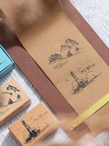 1 Buah Stempel Kayu Bermotif Vintage, Dengan Desain Bunga, Rumah, dan Rambu Jalan, Untuk Buku Panduan DIY, Dekorasi Scrapbooking, Atau Sebagai Hadiah untuk Teman - Sepotong Tunggal - View 7