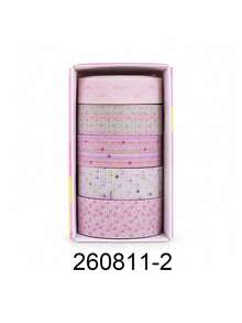 5 Rolls/Box Simple Pattern Glitter PET Tape Set, 3 Widths Of Stylish Tape, Perfect For School Supplies, Crafts, And Gift Wrapping, A Handbook Gift For Friends - Sets - View 14