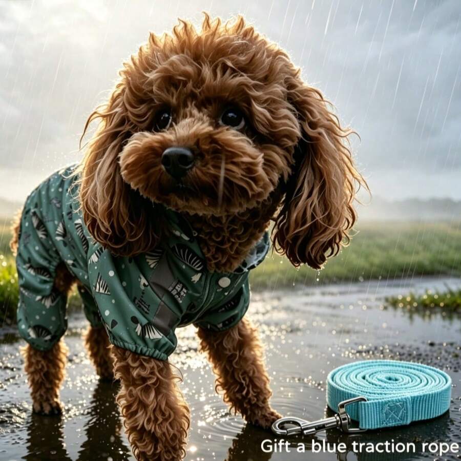 Waterproof Dog Raincoat Set, Includes 1pc Raincoat And Waterproof Drawstring, Multiple Colors Available, Windproof And Waterproof, Full Coverage Design, Special Reflective Strip Double-Sided Design, Suitable For All Dog Sizes - Navy Blue - View 1