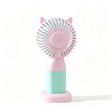 1 pieza Ventiladores portátiles de mano con carga USB, ventilador mini de oso para decoración de escritorio, ventilador de verano para estudiantes y oficina, ventiladores pequeños portátiles de mano - Amarillo - Ver 5