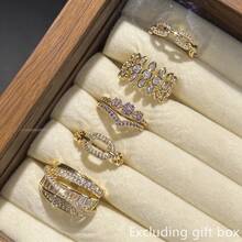 Set Of 5 Romantic Cubic Zirconia Rings, Women's Wedding Anniversary Gift (Gift Box Not Included) - 1# - View 12