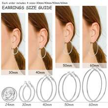 Anting Bulat Klasik Sederhana dari Baja Tahan Karat, Unisex, Gaya Punk, Anting Menarik Perhatian Ukuran Besar atau Kecil - lingkaran - View 4