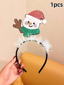 1pc/2pcs/4pcs Girls Christmas Glitter Cartoon Headband With Colorful Trim, Santa Claus & Gingerbread Man Holiday Photo Prop Hair Accessory - Multicolor - View 9