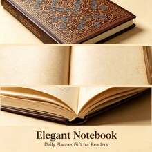 Vintage Hardcover Journal Notebook, Antique Gilded Floral Pattern, Thick Cream Yellow Paper, With Ribbon Bookmark & Metal Corner Protector, Ideal Gift For Diary Writing, Sketching & Note Taking - Multicolor - View 2