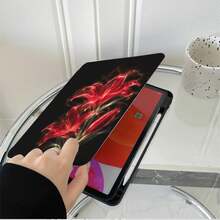 1件發光紅色百合旋轉平板保護殼，相容 iPad Air 6/5/4 &10 (10.9 吋) - 相容 iPad Pro 2024、Air M3/A16 2025，相容 Galaxy Tab S9 FE/S8 Plus/S7/S10，相容 OPPO Pad，相容 MatePad，相容 Vivo Pad，相容 Honor Pad，相容 Pad - 彩色 - 查看 5