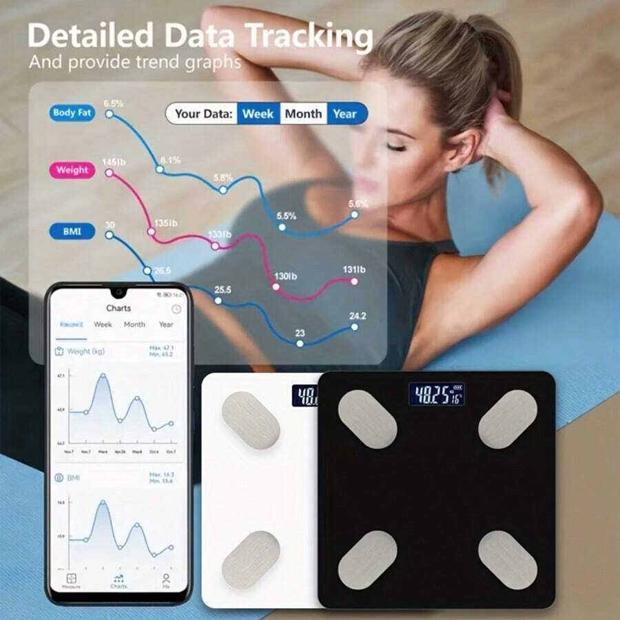 CHIGO Smart High-Precision Electronic Scale, Accurate, LED Display Screen And Temperature Display, Super Wide Platform, High Hardness Glass Material, Suitable For Gym, University Dormitory Family