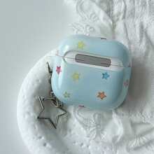 極簡溫柔可愛星星圖案 TPU 無線耳機保護殼,相容 AirPodsPro3 AirPods4 AirPods5 AirPodsPro AirPodsPro2,附吊飾耳機套 - 淺藍色 - 查看 10