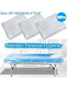 100pcs Disposable Plastic Film Sofa Bed Cover Mattress Protector Sheet For Beauty Salon Massage Bed, Size 80*180 - White - View 4