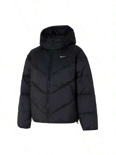 Nike Jaket Bulu Angsa Luar Ruangan Wanita AS W NSW SF DOWNFL NK WPFR V2 Jaket Olahraga Hangat Berkerudung HV5236-010