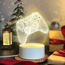Game Controller Pattern Acrylic LED Night Light, USB Powered Warm Light Desktop Decor, Gaming Style Art Decoration, Cool Bedroom Dining Table Decor, Perfect Birthday Holiday Gift - Warm white light - View 3