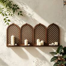 Handcrafted Wooden Arched Shelf Set – 3-Tier Wall Hanging Display & Desktop Organizer For Home Decor - View 1