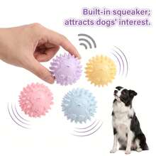 4 Colors Available Pet Sound Toy | Interactive Training Ball | Chewing And Dental Care Tool | Noise-Making Toy | Energy Consumption | Suitable For Small And Medium Dogs | Diameter 6.5CM, No Battery Included - Multicolor - View 4