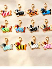 1pc Cute Dachshund Keychain! Enamel Puppy Bag Charm, Metal Clasp Design, Multiple Colors Available, Versatile Accessory. - Multicolor - View 1
