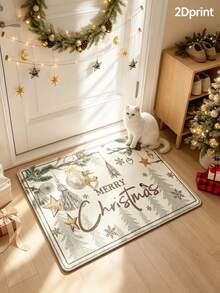 1pc 2D Printed Christmas Letter Doormat, Doormat, Small Rug, Welcome Mat, Carpet, Floor Mat, Outdoor Doormat, Kitchen Rug, Home Decor, Front Door Mat, Area Rug, Outdoor Mat, Home Decor, Area Carpet, Garden Rug, Washable Carpet - Multicolor - View 3