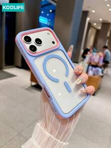 KOOLIFE 奢華防震防摔磁吸 3 合 1 配色透明壓克力 Apple 手機殼，適用於 Phone18pro/18pro Max/17ProMax、16ProMax、15ProMax、14ProMax、13ProMax、17Pro、16Pro、15Pro、14Pro、13Pro、17、16、15、14、13；適合春季週年禮物、生日禮物、畢業禮物、男友/女友生日禮物，男女皆宜 - 淺蘭紫 - 查看 2