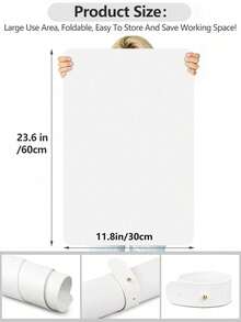 1pc Nail Art Pad, Made Of Washable And Foldable PU Material, Suitable For Nail Care And Nail Artist Salon Tools. Soft Microfiber Leather Nail Table Mat/Salon Mat. Buttons Randomly Shipped In Two Colors (Number Of Holes Random). - White - View 4