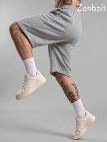 ZenBolt Men's Winter Fleece Lined All-Match Casual Pants - Solid Color, Slim Fit, Adjustable Drawstring; Versatile Classic - Light Grey - View 5