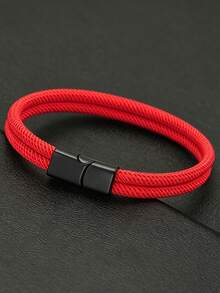 1pc Men's Double Layer Braided Bracelet, Unisex, Couple Bracelet, Multi-Color Casual Daily Fashion Accessory - Woven Bracelet - View 11
