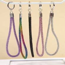 Mobile Phone Hanging Rope Light Luxury Full Diamond Keychain Pendant Luggage Diamond Chain DIY Hanging Decoration Short Wrist Rope Anti Loss - Multicolor - View 4