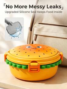 Creative Hamburger Shaped Portable Lunch Box, 304 Stainless Steel Divided Compartment Bento Box, Outdoor Picnic Portable Fresh-Keeping Food Container - Multicolor - View 9