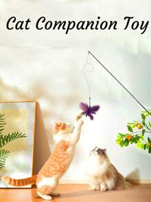 3/5PCSRetractable Cat Teaser Wand, Multicolor Butterfly & Dragonfly Replacement Refills, Interactive Cat Toy For Indoor Kittens And Adult Cats, Relieve Boredom, Ideal Pet Gift For Birthday, Holiday - Multicolor - View 7
