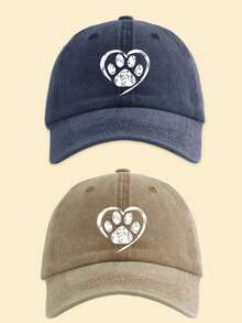 1pc Distressed Dog Paw Print Washed Baseball Cap, Classic Casual Vintage Style, Soft Sweat-Absorbing Band, Adjustable Size, Sun Protection, Versatile Retro Dad Hat - Multicolor - View 16