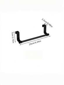 1pc Black Stainless Steel No-Drill Towel Rack, Single Bar Towel Rack, Cabinet Door Hanging Towel Bar, Long Dishcloth Rack, Suitable For Bath Towels, Bath Towels And Hand Towels, Kitchen Cabinet Door Dishcloth Hook. Perfect For Bathroom And Kitchen Towel Storage, Space-Saving, Suitable For Home Use. - Black - View 10