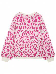 Plus Size Ladies Leopard Knit Cardigan Open Front Long Sleeve Sweater Autumn Winter Commuter Workwear Outerwear Tops - Multicolor - View 7