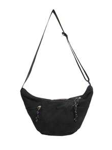 Lightweight Nylon Men's Crescent Crossbody Bag, Multi-Pocket Decorative Chain Shoulder Bag, Large Capacity Casual Travel Versatile Men's Bag - Multicolor - View 2
