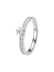 1PC Unique Luxury Stainless Steel Women's Promise Ring, Female Jewelry Accessory, Couple Wedding Ring Gift, Wear For Daily, Wedding & Anniversary - Ring - View 12