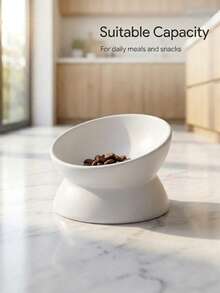 Non-Slip Tilted Ceramic Pet Bowl With Base, Suitable For Cats And Dogs, Reduces Neck Pressure, Improves Digestion, Cute Anti-Tip Ceramic Cat Food/Water Bowl, Suitable For Indoor Cats - 120ml - View 3