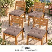 40 X 40 X 4 Cm Chair Seat Cushions, Square Polyester Chair Pads, 1, 2, 4 Or 6 Piece Packs, 8 Solid Colours - Brown - View 6