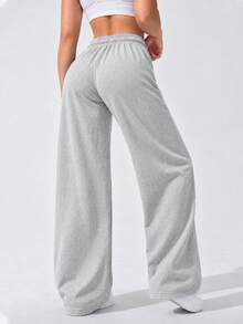 High Waist Wide Leg Sweatpants For Women Drawstring Casual Loose Fit Lounge Pants For Daily Wear Yoga Training And Home - Beige - View 5