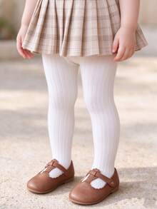 5 Pairs Girls' Vertical Striped Tights, All-Season Skin-Friendly Elastic Baby Leggings, Simple Solid Color Wearable Tights For Girls - Multicolor - View 2