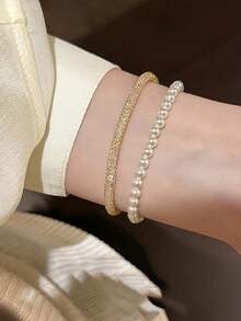 1pc Mesh Twisted Bracelet Vintage Premium Luxury Minimalist Fashion Personalized Hand Accessory - Bracelet - View 2