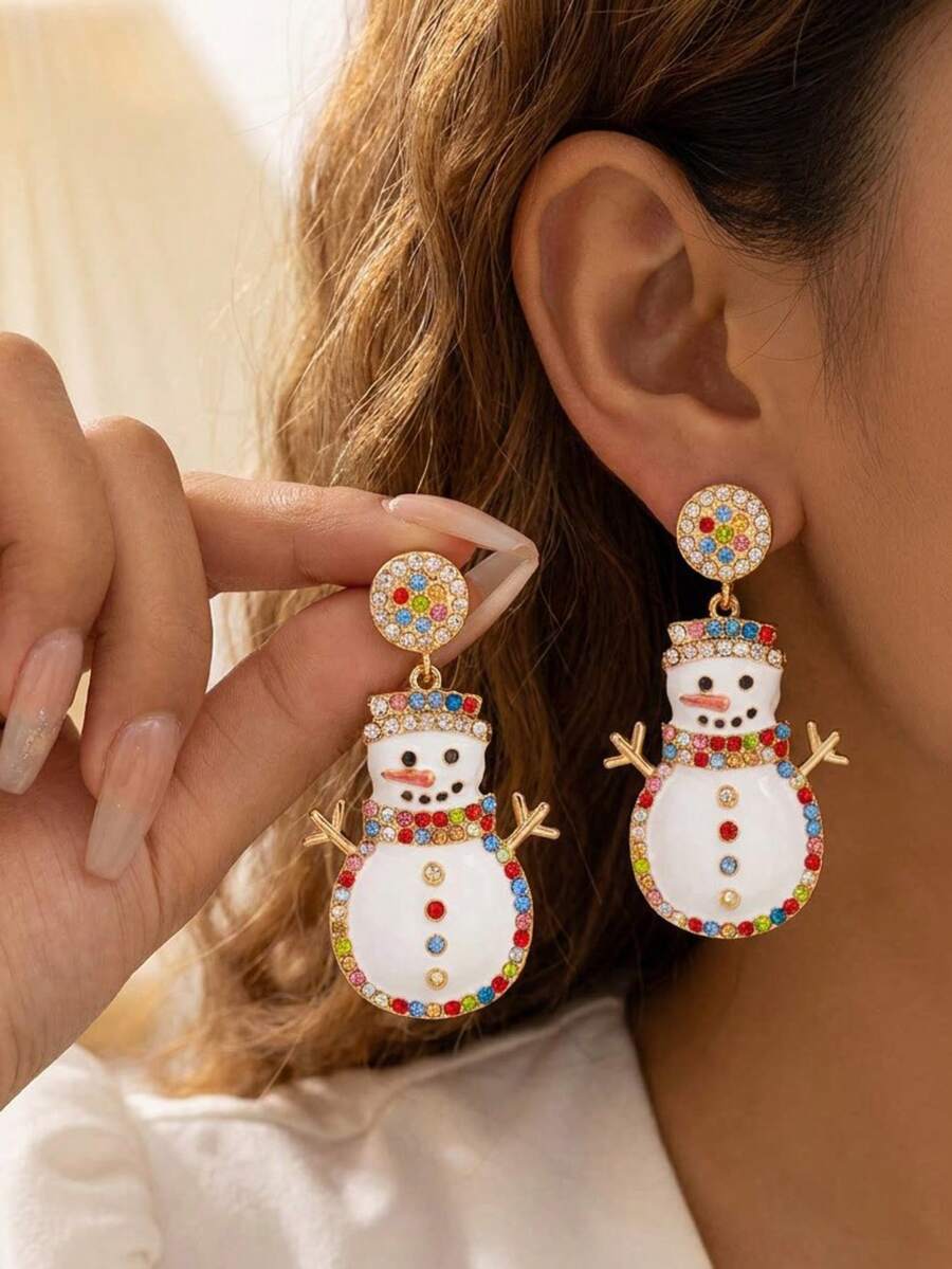 European And American Cross-Border Christmas Snowman Creative Personalized Earrings - Multicolor - View 1