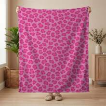 1pc 280gsm Pink Leopard Print Flannel Blanket, Vibrant Rose Pink Leopard Pattern, Soft Fluffy Skin-Friendly, Lightweight And Warm, Suitable For All Seasons. Perfect For Sofa, Bed, Office Nap - Multicolor - View 1