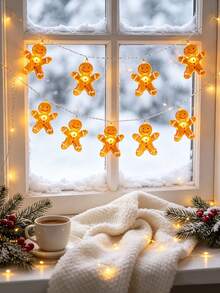 1pc Gingerbread Man LED String Lights, Cute Gingerbread Decoration, Gingerbread Man Candy String Lights, Suitable For Christmas Party Decoration, Home Decor, Wedding, Room Decoration, Christmas Tree Hanging Decor (Battery Not Included) - Multicolor - View 5