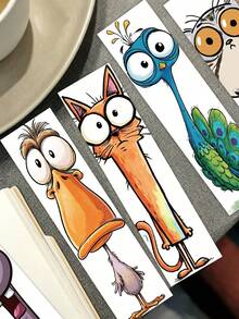 30pcs Funny Cartoon Animal Paper Bookmarks, Creative Quirky Ugly-Cute Big-Eyed Animals, Used To Mark Reading Pages, Suitable For Students' Daily Reading, Planner Decoration, Also Can Be Used As Creative Small Gifts. - A - View 5
