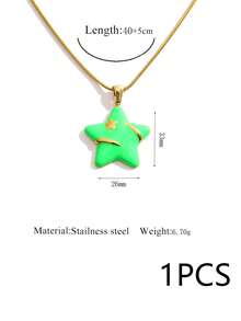 1 buah Kalung Bintang Enamel Dekorasi Musim Gugur Stainless Steel 304 Wanita, Liontin Bintang Warna-warni Lucu, Rantai Ular, Gaya Musim Gugur, Rantai Ular Manis & Keren Estetik - kalung - View 7