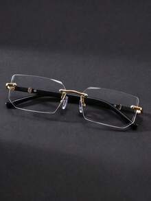 1pc Fashion Rimless And Women's Small Frame Y2K Versatile Personality Glasses - Black - View 3