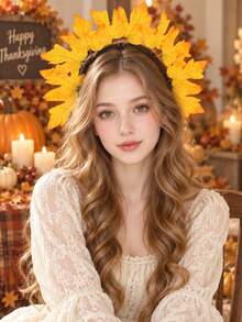 Bando Daun Maple Oranye untuk Musim Gugur, Aksesori Rambut untuk Pesta Thanksgiving, Halloween, Prom, dan Acara Luar Ruangan untuk Wanita - MultiWarna - View 4