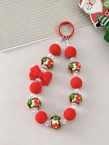 1pc Beaded Bowknot Keychain Accessory Christmas Tree Phone Chain Pendant Bag Chain Charm - Multicolor - View 7