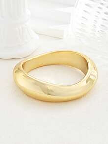 3/1pc Multi-Piece Stackable Fashion Minimalist Elegant Exquisite Vintage Design Geometric Ribbon Wavy Texture CCB Metal Style Exaggerated Chunky Bracelet Set, Holiday Vacation Party Date Gift, Daily Commute Wear, Personalized - Yellow Gold - View 5