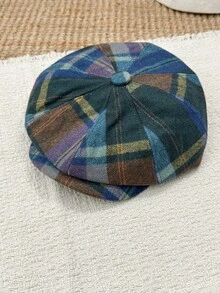 OBOVAY 1pc Men's Colorful Wool Vintage Octagonal Newsboy Cap, Autumn/Winter New Artistic Painter Hat, Fashion Forward Cap, Suitable For Daily Street Artistic Style - Multicolor - View 14