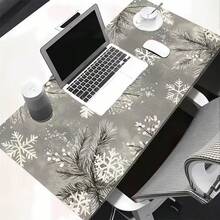Large Rubber Mouse Pad, Christmas Snowflake Design, With Non-Slip Base, Perfect For Holiday Themed Office Use, Suitable For Writing And Computer Tasks - Grey Snowflake - View 2